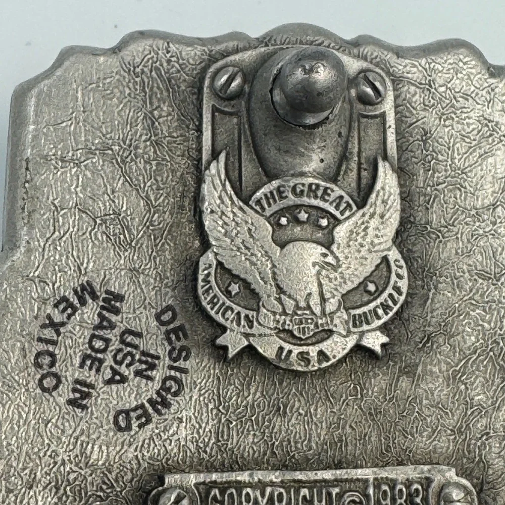 Bald Eagle‎ Belt Buckle Western Americana Black Enamel Silver Tone